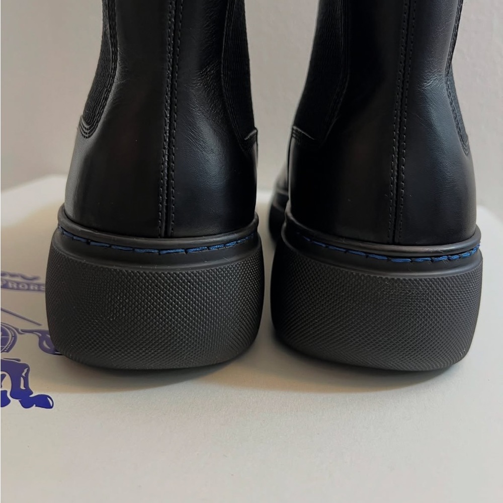 BURBERRY Black Leather Creeper Chelsea Boots - Picture 7 of 16